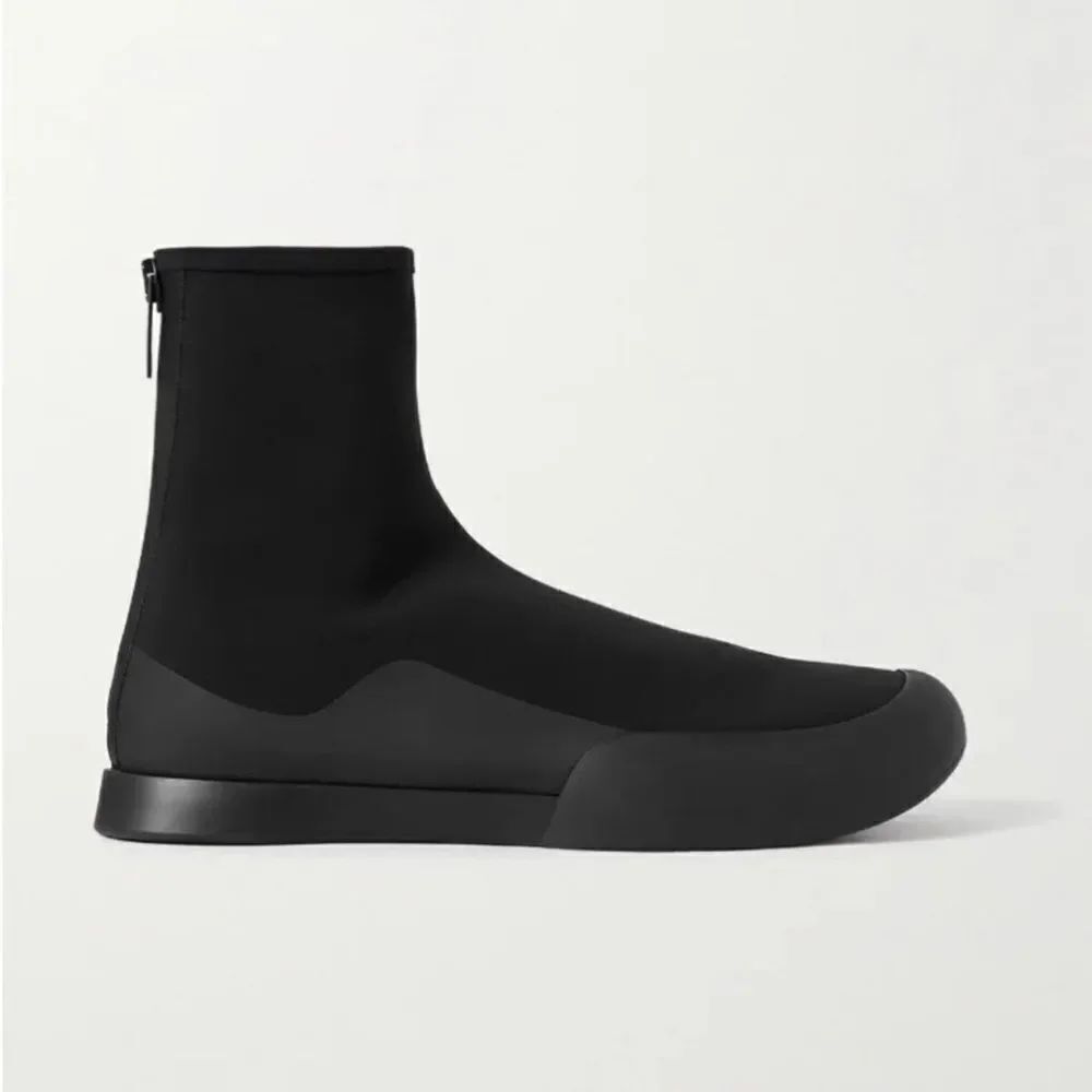 The Row Rubber-trimmed scuba ankle boot size 39